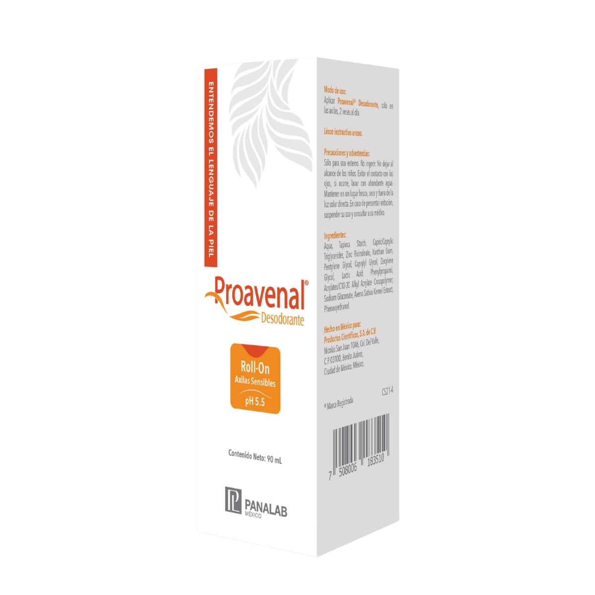 Panalab Proavenal Desodorante Axila Sensible Cuidado Corporal 90ml - Diebe Pharma